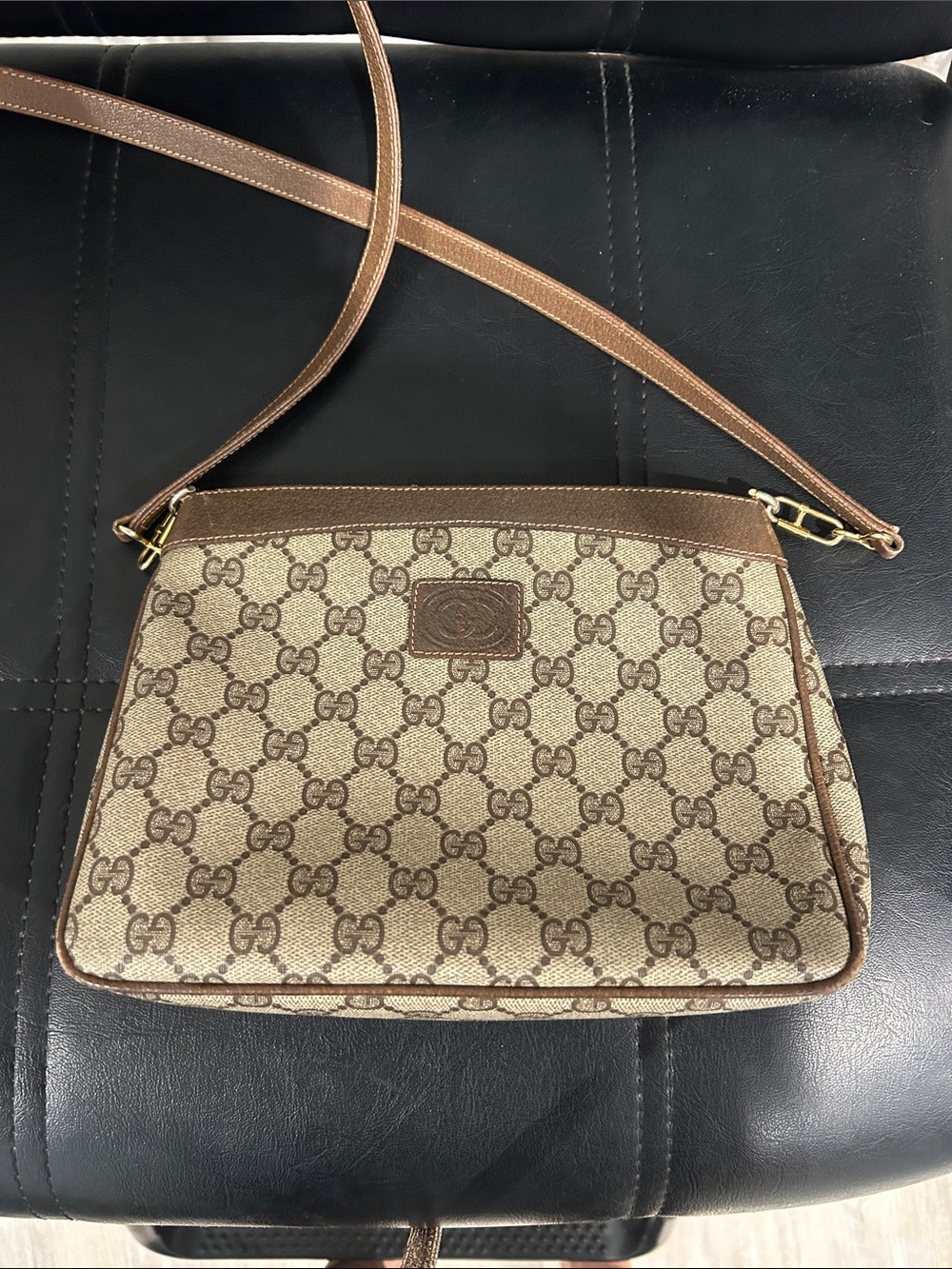 Gucci Beige and Brown GG Supreme Crossbody Bag